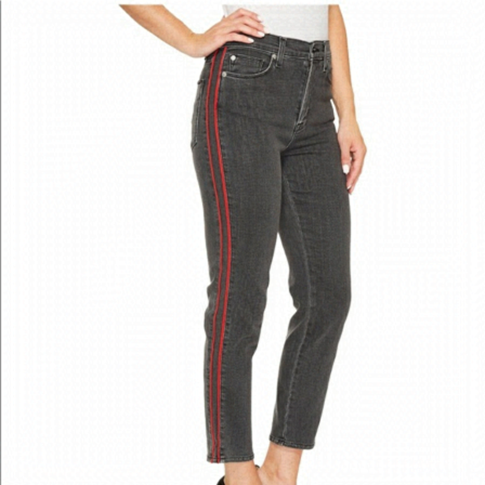 Hudson Zoeey Ankle Straight Red Stripe Jeans